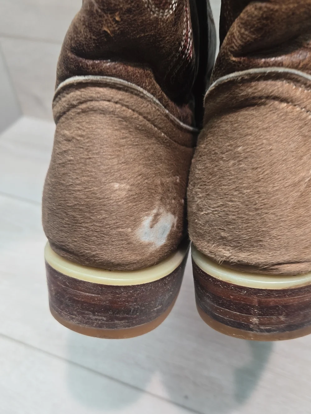 Vintage Boots El Cadaffy Mens Westert Square Fur Lesther Cowboy Shoes Boots 8.5